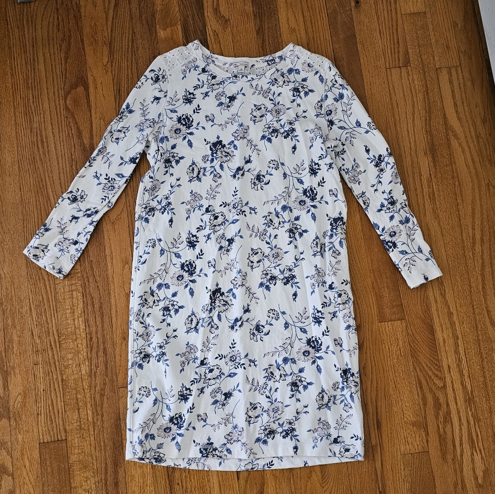 Gap Floral, Eyelet Sweatshirt Dress M Tall